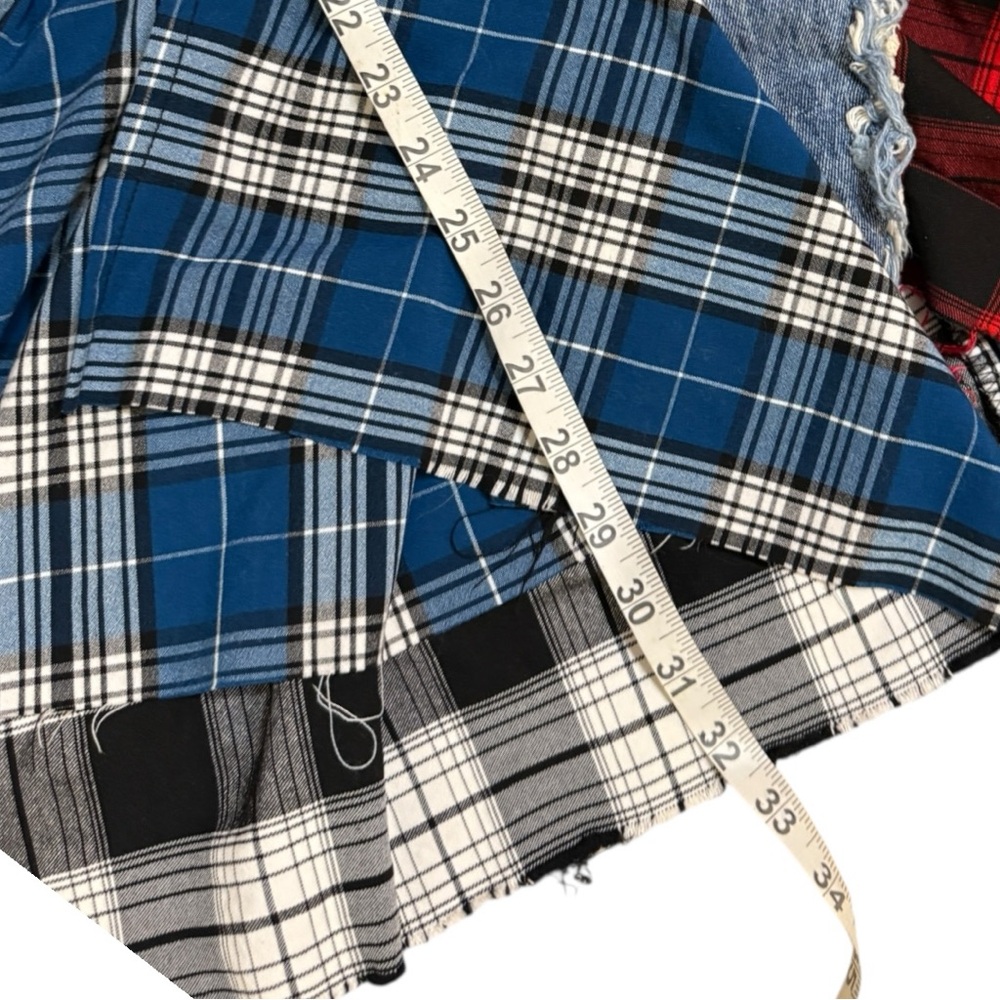 AKIRA Patchwork Plaid Denim Mini Dress - Picture 7 of 12